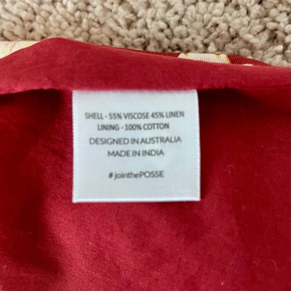 Posse Jordan Mini Dress in Red Mila Floral Linen - Sleeveless Boatneck - Picture 7 of 7